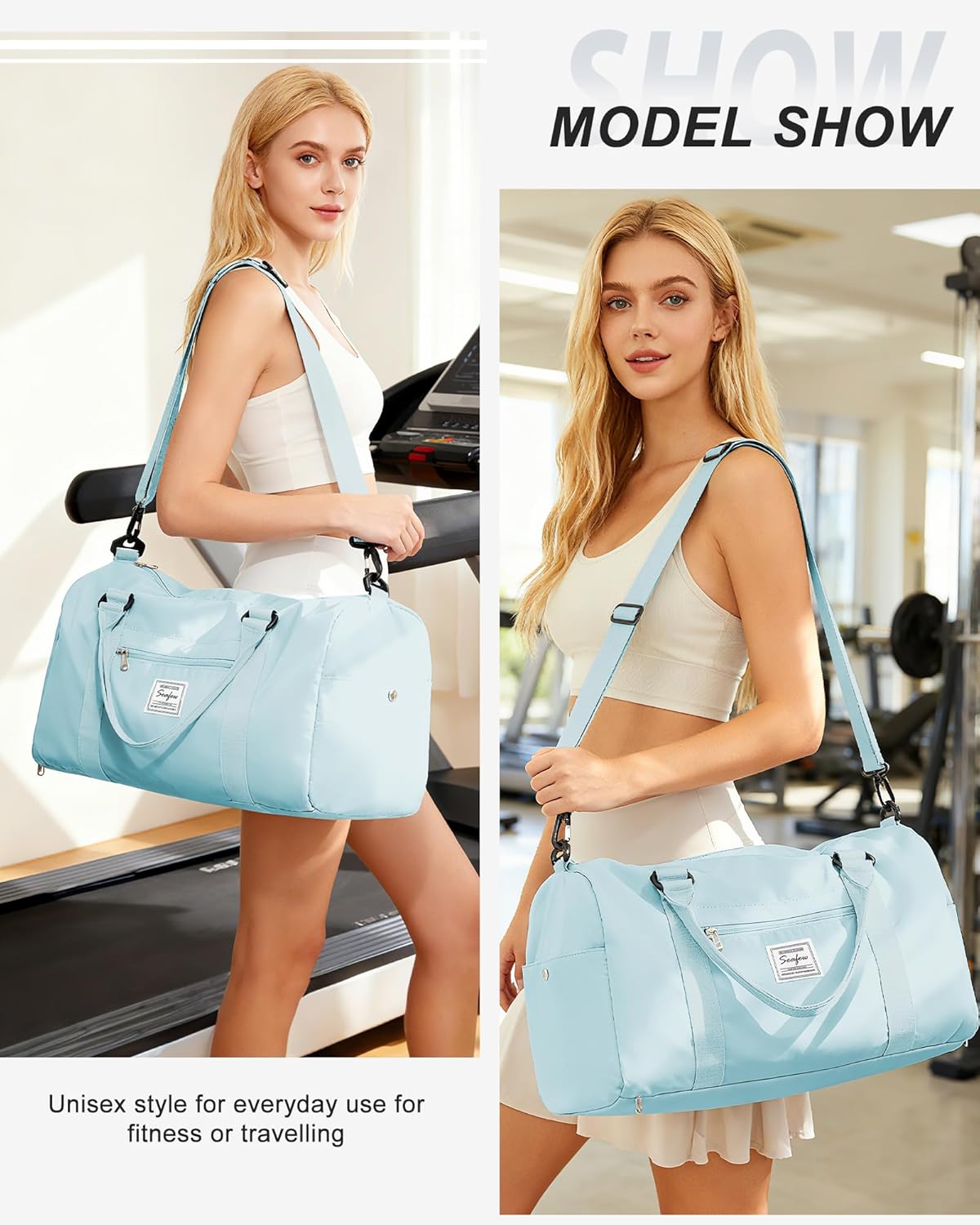 Gym Bags Womens Mens with Shoes Compartment and Wet Pocket Travel Duffel Bag for Women for Plane Sport Gym Tote Bags Swimming YogaSmall Waterproof Weekend Overnight Bag Carry on Bag Hospital Holdalls