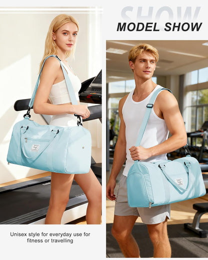 Gym Bags Womens Mens with Shoes Compartment and Wet Pocket Travel Duffel Bag for Women for Plane Sport Gym Tote Bags Swimming YogaSmall Waterproof Weekend Overnight Bag Carry on Bag Hospital Holdalls