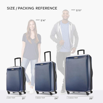 Moonlight Hardside Expandable Luggage with Spinner Wheels, Navy, Carry-On 21-Inch