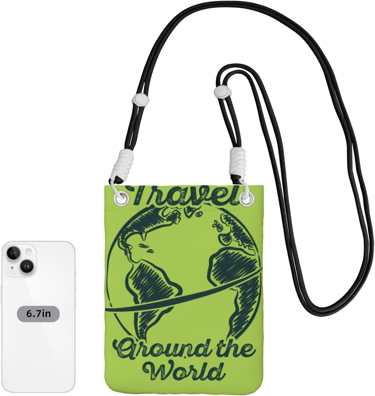 Travel Around the World 2 for Crossbody Phone Bag, Small & Lightweight Crossbody Purse for Women with Adjustable Strap, Water-Resistant Daily Commuter Bag for Phone, Wallet, Keys