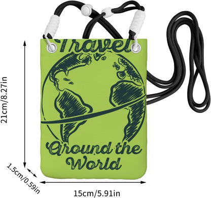 Travel Around the World 2 for Crossbody Phone Bag, Small & Lightweight Crossbody Purse for Women with Adjustable Strap, Water-Resistant Daily Commuter Bag for Phone, Wallet, Keys