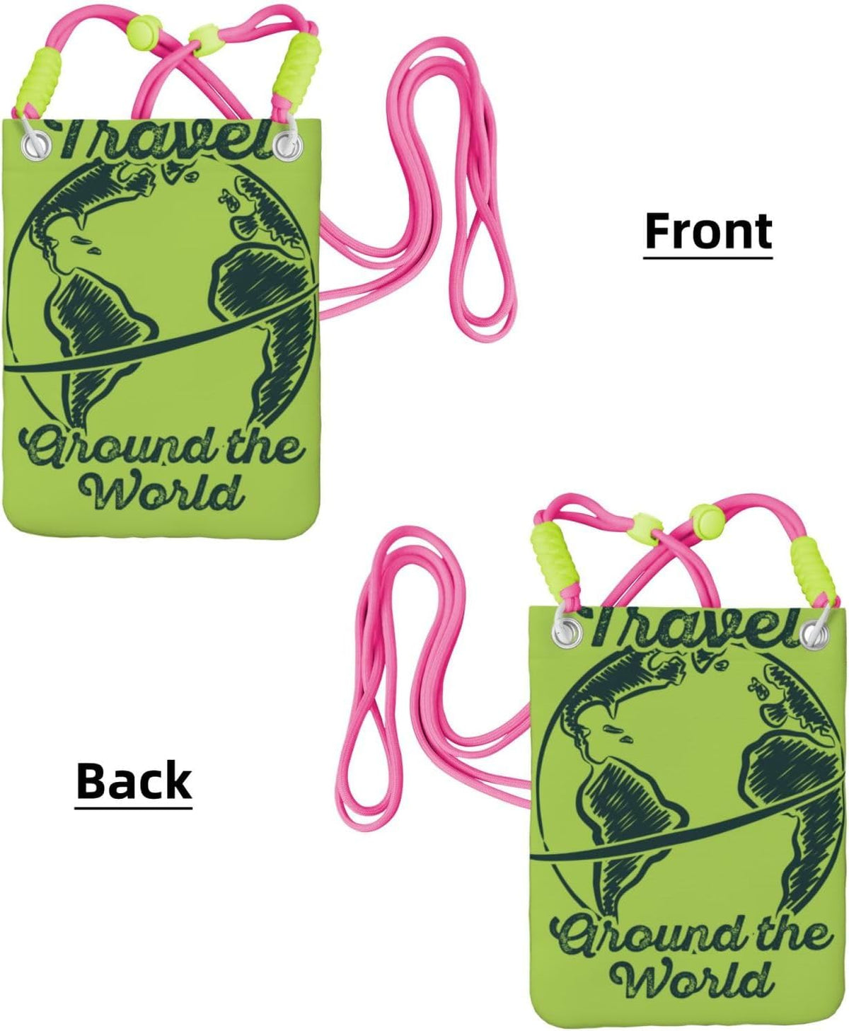 Travel Around the World 2 for Crossbody Phone Bag, Small & Lightweight Crossbody Purse for Women with Adjustable Strap, Water-Resistant Daily Commuter Bag for Phone, Wallet, Keys