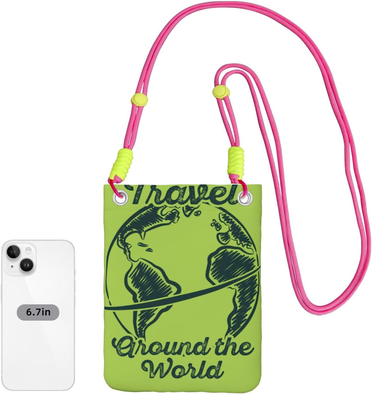 Travel Around the World 2 for Crossbody Phone Bag, Small & Lightweight Crossbody Purse for Women with Adjustable Strap, Water-Resistant Daily Commuter Bag for Phone, Wallet, Keys