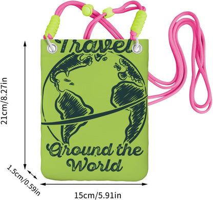 Travel Around the World 2 for Crossbody Phone Bag, Small & Lightweight Crossbody Purse for Women with Adjustable Strap, Water-Resistant Daily Commuter Bag for Phone, Wallet, Keys