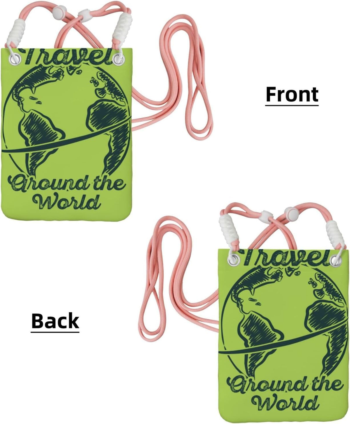 Travel Around the World 2 for Crossbody Phone Bag, Small & Lightweight Crossbody Purse for Women with Adjustable Strap, Water-Resistant Daily Commuter Bag for Phone, Wallet, Keys