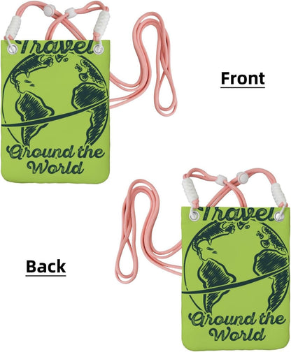 Travel Around the World 2 for Crossbody Phone Bag, Small & Lightweight Crossbody Purse for Women with Adjustable Strap, Water-Resistant Daily Commuter Bag for Phone, Wallet, Keys