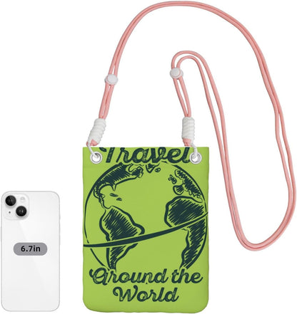 Travel Around the World 2 for Crossbody Phone Bag, Small & Lightweight Crossbody Purse for Women with Adjustable Strap, Water-Resistant Daily Commuter Bag for Phone, Wallet, Keys