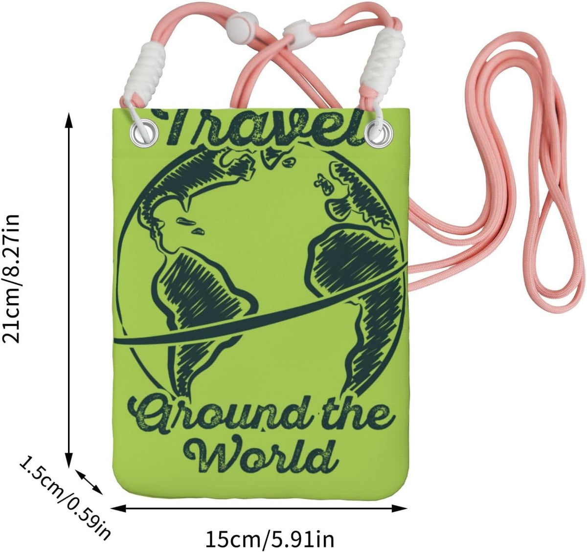 Travel Around the World 2 for Crossbody Phone Bag, Small & Lightweight Crossbody Purse for Women with Adjustable Strap, Water-Resistant Daily Commuter Bag for Phone, Wallet, Keys