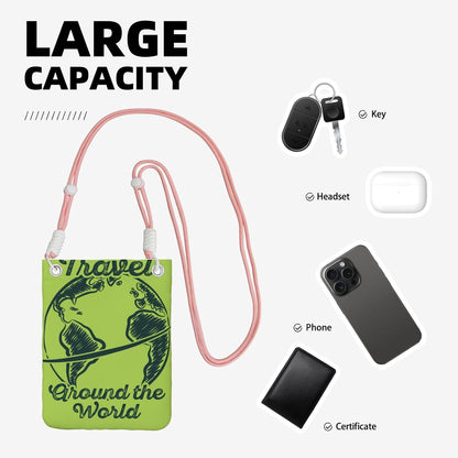 Travel Around the World 2 for Crossbody Phone Bag, Small & Lightweight Crossbody Purse for Women with Adjustable Strap, Water-Resistant Daily Commuter Bag for Phone, Wallet, Keys