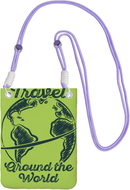 Travel Around the World 2 for Crossbody Phone Bag, Small & Lightweight Crossbody Purse for Women with Adjustable Strap, Water-Resistant Daily Commuter Bag for Phone, Wallet, Keys