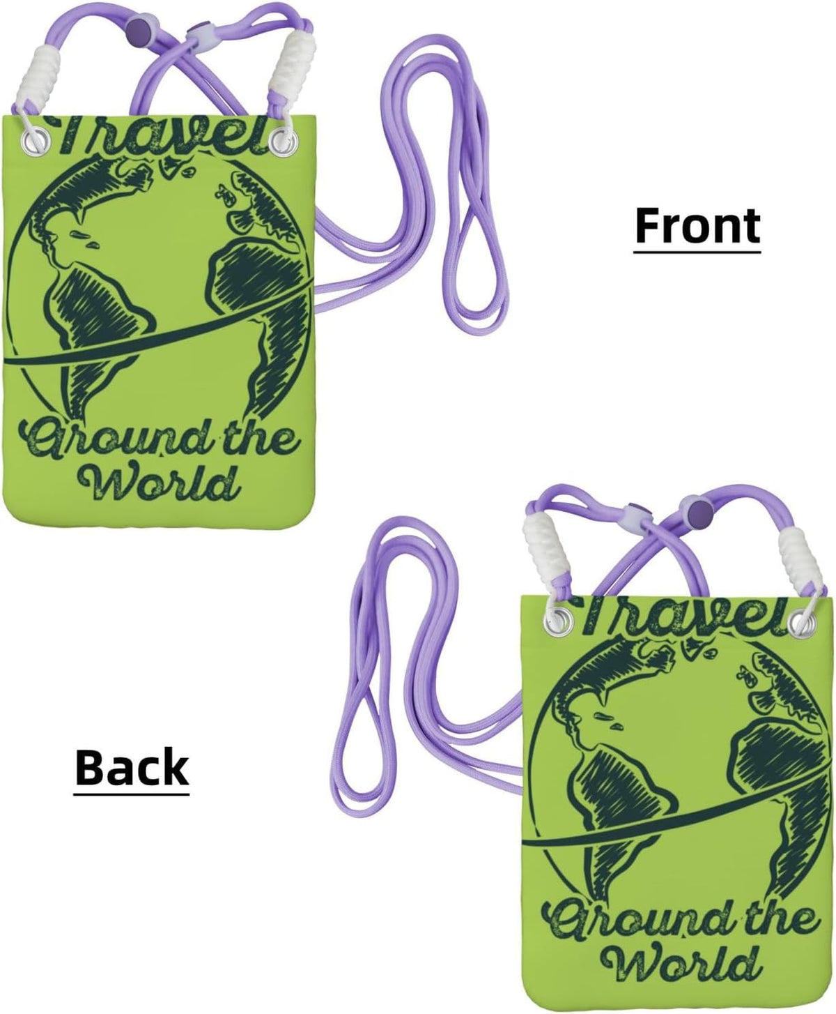 Travel Around the World 2 for Crossbody Phone Bag, Small & Lightweight Crossbody Purse for Women with Adjustable Strap, Water-Resistant Daily Commuter Bag for Phone, Wallet, Keys