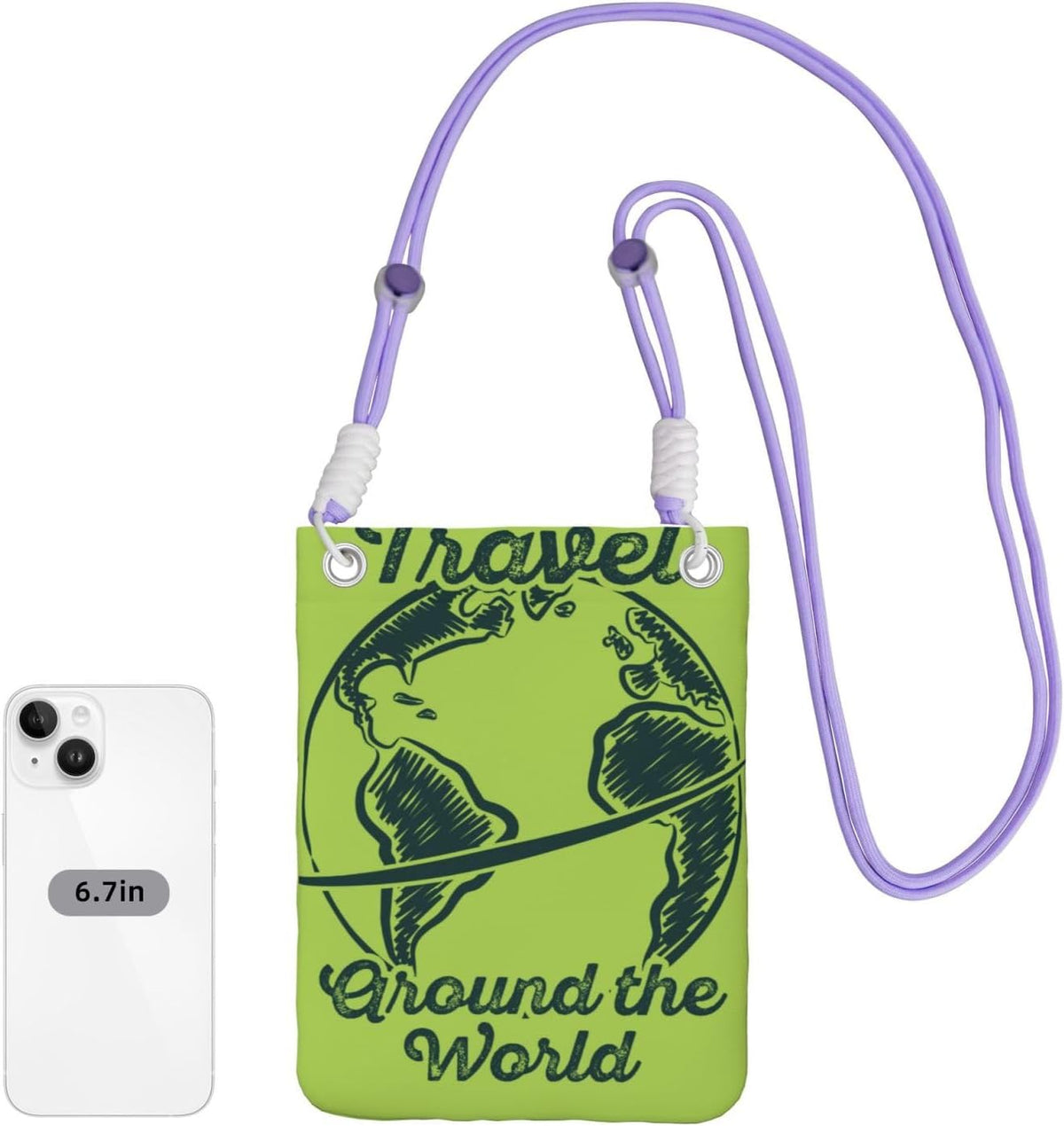 Travel Around the World 2 for Crossbody Phone Bag, Small & Lightweight Crossbody Purse for Women with Adjustable Strap, Water-Resistant Daily Commuter Bag for Phone, Wallet, Keys