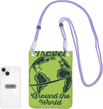 Travel Around the World 2 for Crossbody Phone Bag, Small & Lightweight Crossbody Purse for Women with Adjustable Strap, Water-Resistant Daily Commuter Bag for Phone, Wallet, Keys