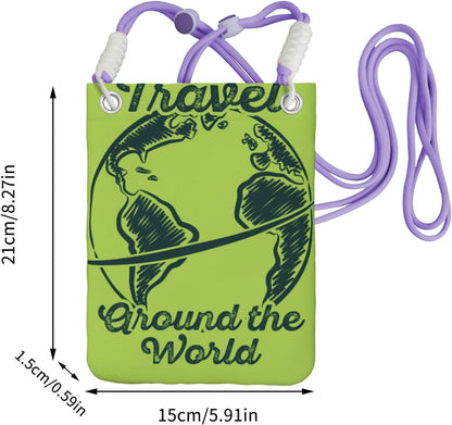 Travel Around the World 2 for Crossbody Phone Bag, Small & Lightweight Crossbody Purse for Women with Adjustable Strap, Water-Resistant Daily Commuter Bag for Phone, Wallet, Keys