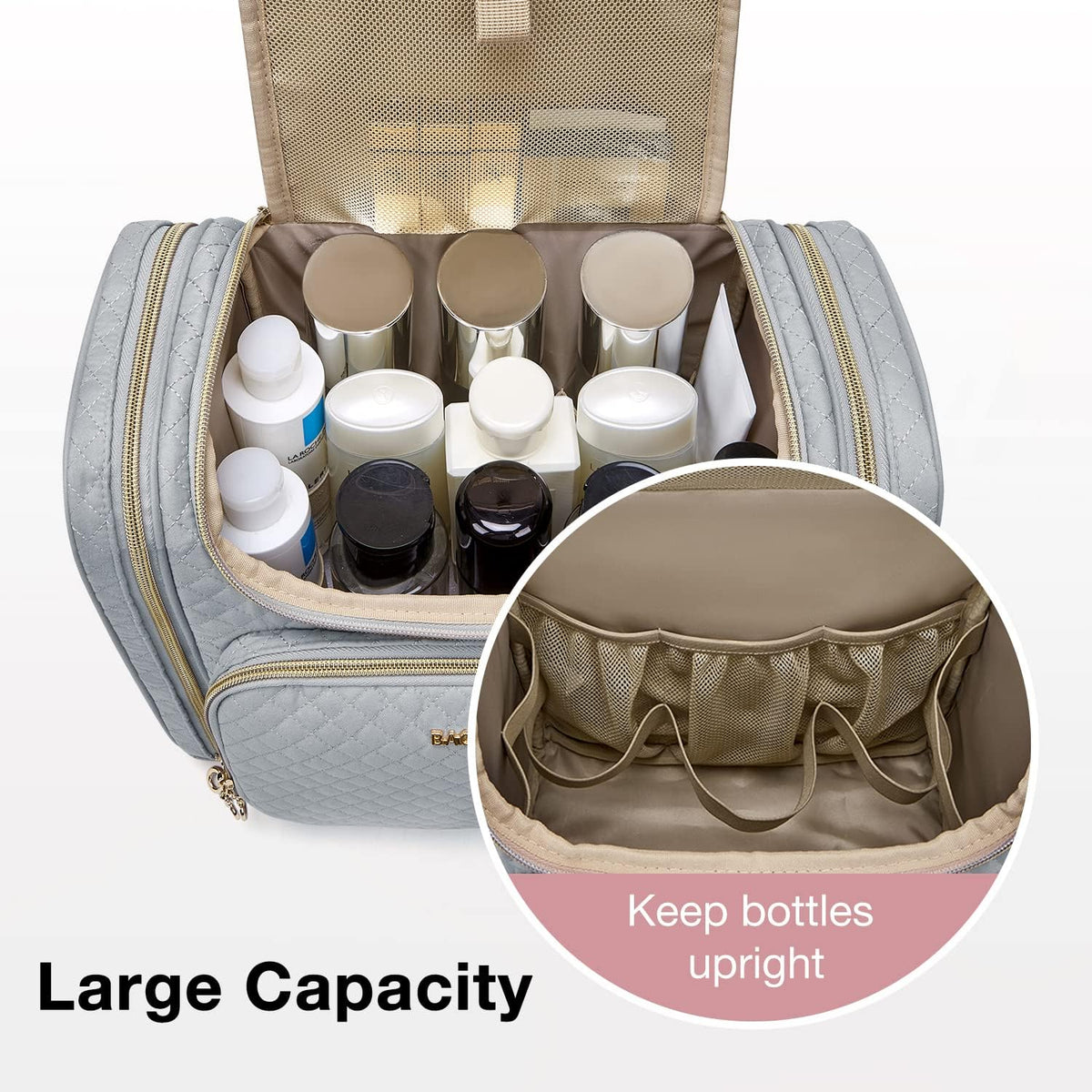 Toiletry Bag, Travel Toiletry Bag for Women, Water-resistant Cosmetic Makeup Bag, Large Capacity Door Room Essentials Travel Organizer for Full Sized Toiletries and Cosmetics, Black