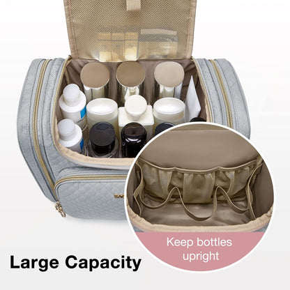 Toiletry Bag, Travel Toiletry Bag for Women, Water-resistant Cosmetic Makeup Bag, Large Capacity Door Room Essentials Travel Organizer for Full Sized Toiletries and Cosmetics, Black