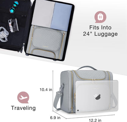 Toiletry Bag, Travel Toiletry Bag for Women, Water-resistant Cosmetic Makeup Bag, Large Capacity Door Room Essentials Travel Organizer for Full Sized Toiletries and Cosmetics, Black