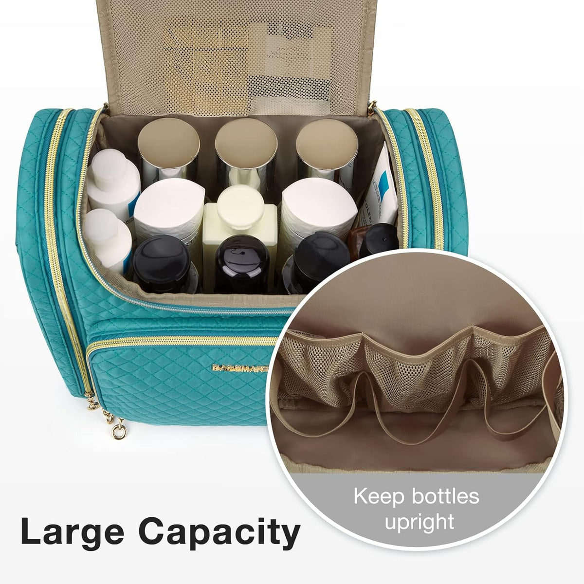 Toiletry Bag, Travel Toiletry Bag for Women, Water-resistant Cosmetic Makeup Bag, Large Capacity Door Room Essentials Travel Organizer for Full Sized Toiletries and Cosmetics, Black