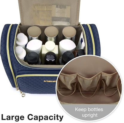 Toiletry Bag, Travel Toiletry Bag for Women, Water-resistant Cosmetic Makeup Bag, Large Capacity Door Room Essentials Travel Organizer for Full Sized Toiletries and Cosmetics, Black