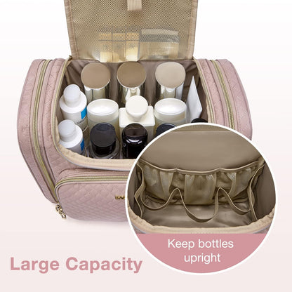 Toiletry Bag, Travel Toiletry Bag for Women, Water-resistant Cosmetic Makeup Bag, Large Capacity Door Room Essentials Travel Organizer for Full Sized Toiletries and Cosmetics, Black