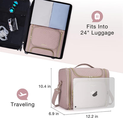 Toiletry Bag, Travel Toiletry Bag for Women, Water-resistant Cosmetic Makeup Bag, Large Capacity Door Room Essentials Travel Organizer for Full Sized Toiletries and Cosmetics, Black
