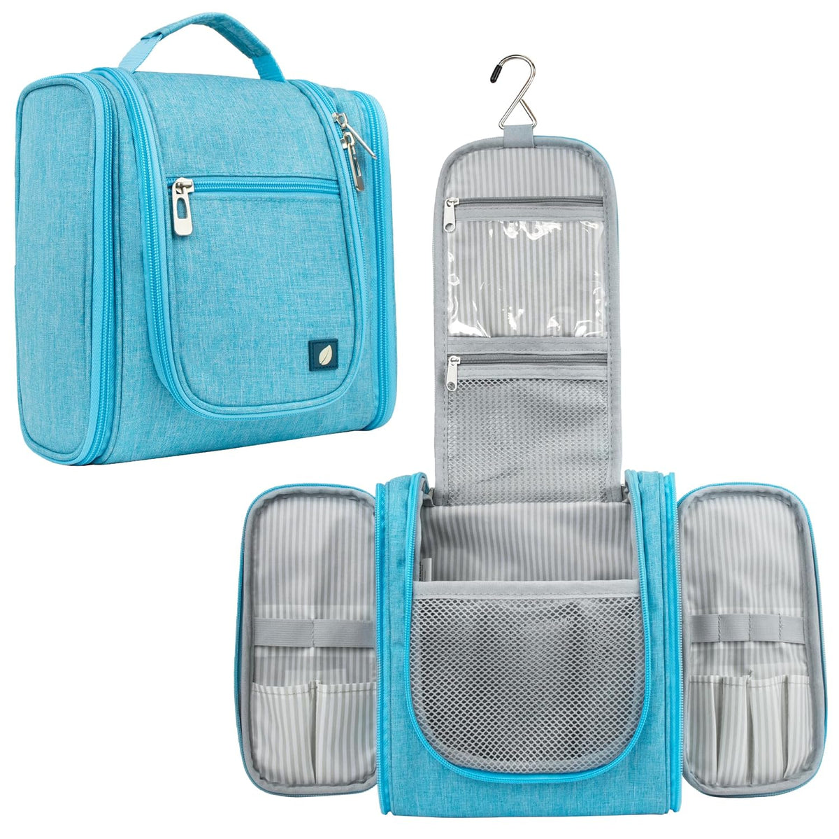 Toiletry Bag Travel Bag for Women Men, Hanging Cosmetic Organizer, Water Resistant Makeup Bag for Accessories Toiletries, Large Travel Essentials Kit (Turquoise)