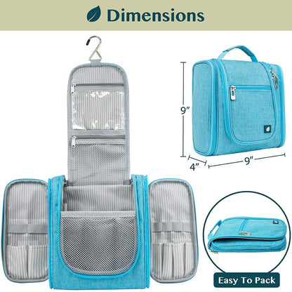 Toiletry Bag Travel Bag for Women Men, Hanging Cosmetic Organizer, Water Resistant Makeup Bag for Accessories Toiletries, Large Travel Essentials Kit (Turquoise)