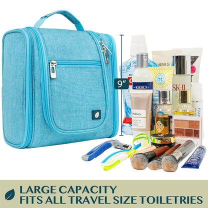 Toiletry Bag Travel Bag for Women Men, Hanging Cosmetic Organizer, Water Resistant Makeup Bag for Accessories Toiletries, Large Travel Essentials Kit (Turquoise)