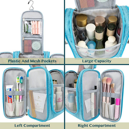 Toiletry Bag Travel Bag for Women Men, Hanging Cosmetic Organizer, Water Resistant Makeup Bag for Accessories Toiletries, Large Travel Essentials Kit (Turquoise)