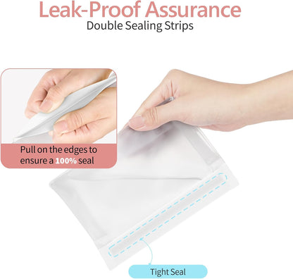 Leak Proof Clear Toiletry Bag - Sealed TSA Approved Toiletry Bag with Reinforced Seams, Reusable and Easy to Clean, Clear Travel Bags for Toiletries, Food-grade PEVA, 1L+1M+1S, White