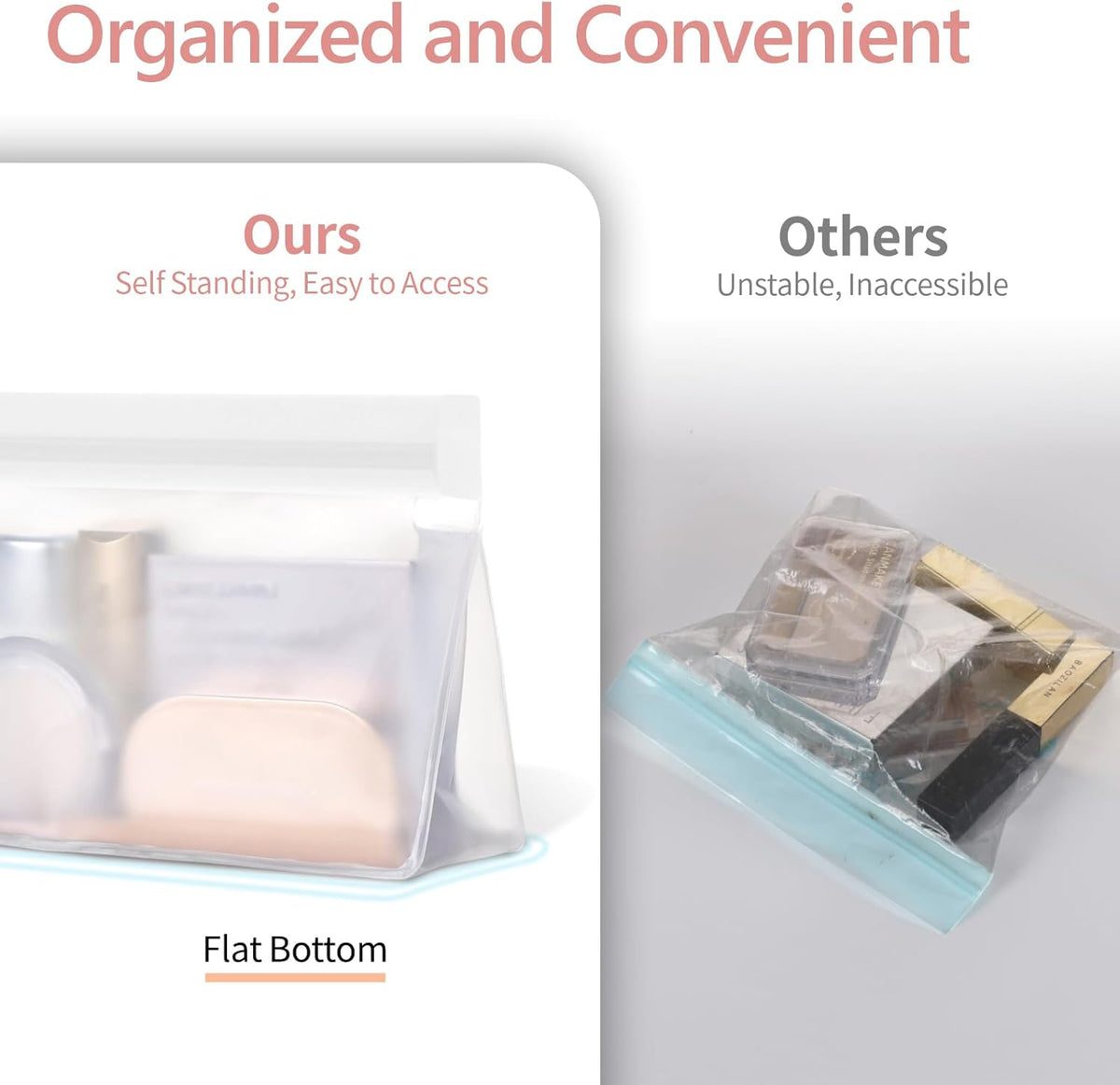 Leak Proof Clear Toiletry Bag - Sealed TSA Approved Toiletry Bag with Reinforced Seams, Reusable and Easy to Clean, Clear Travel Bags for Toiletries, Food-grade PEVA, 1L+1M+1S, White