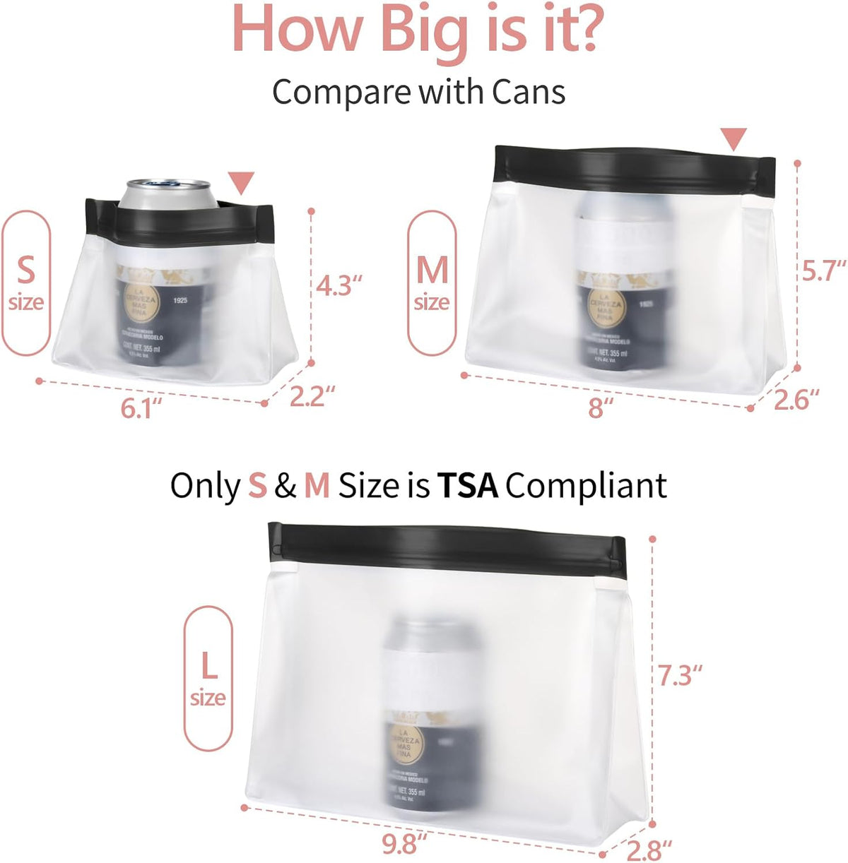 Leak Proof Clear Toiletry Bag - Sealed TSA Approved Toiletry Bag with Reinforced Seams, Reusable and Easy to Clean, Clear Travel Bags for Toiletries, Food-grade PEVA, 1L+1M+1S, White