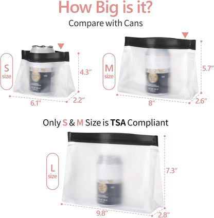 Leak Proof Clear Toiletry Bag - Sealed TSA Approved Toiletry Bag with Reinforced Seams, Reusable and Easy to Clean, Clear Travel Bags for Toiletries, Food-grade PEVA, 1L+1M+1S, White
