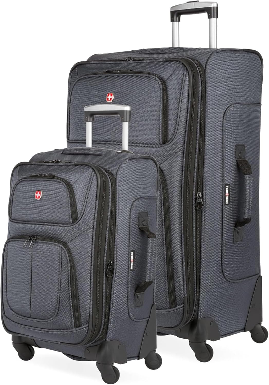 Sion Travel Set, Softside Expandable Carry-On Spinner Bundled with 1900 ScanSmart 17" Laptop Backpack with RFID Blocking & Tech Organization, Black