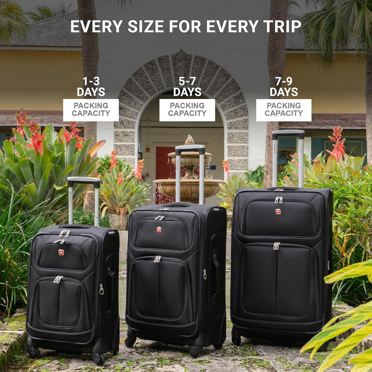 Sion Travel Set, Softside Expandable Carry-On Spinner Bundled with 1900 ScanSmart 17" Laptop Backpack with RFID Blocking & Tech Organization, Black