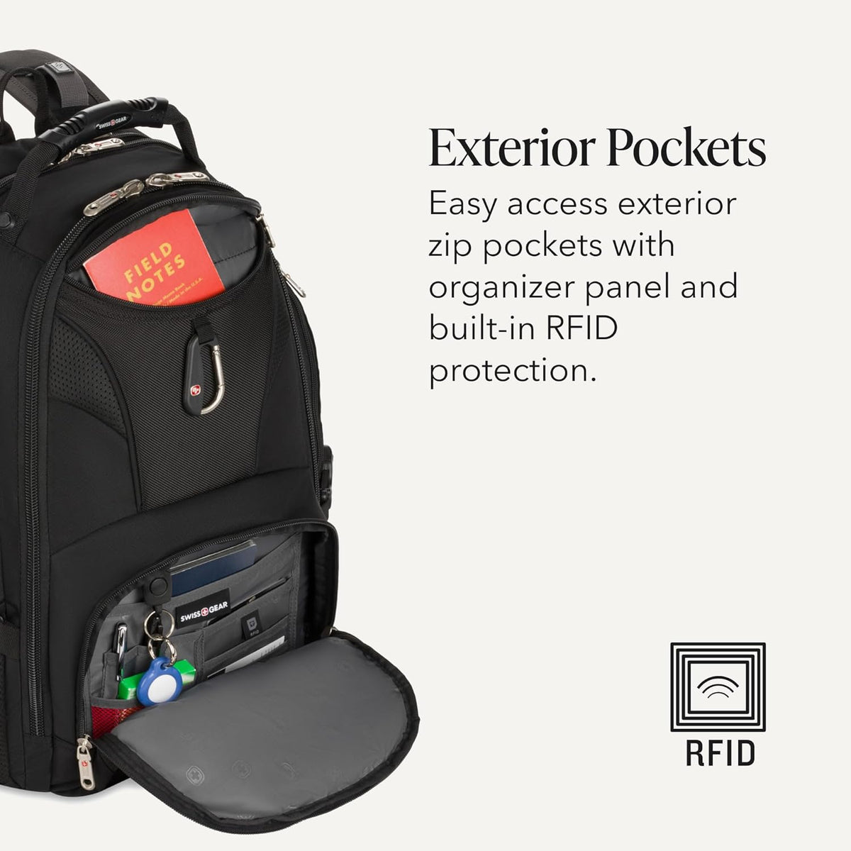Sion Travel Set, Softside Expandable Carry-On Spinner Bundled with 1900 ScanSmart 17" Laptop Backpack with RFID Blocking & Tech Organization, Black