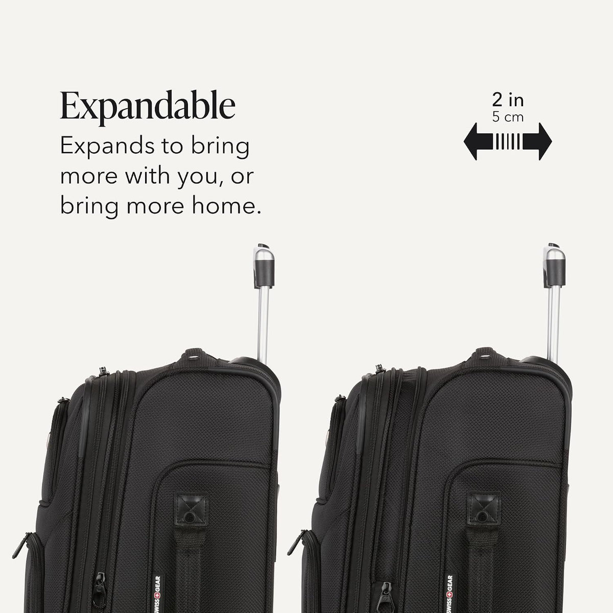 Sion Travel Set, Softside Expandable Carry-On Spinner Bundled with 1900 ScanSmart 17" Laptop Backpack with RFID Blocking & Tech Organization, Black