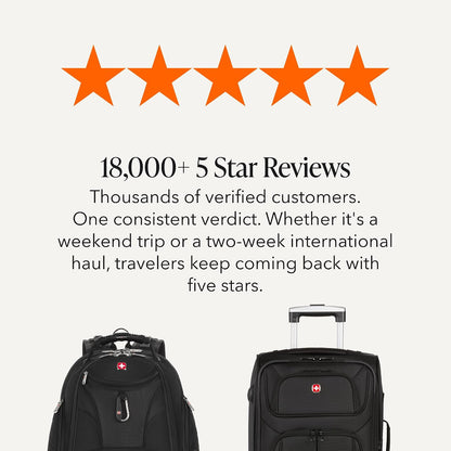 Sion Travel Set, Softside Expandable Carry-On Spinner Bundled with 1900 ScanSmart 17" Laptop Backpack with RFID Blocking & Tech Organization, Black