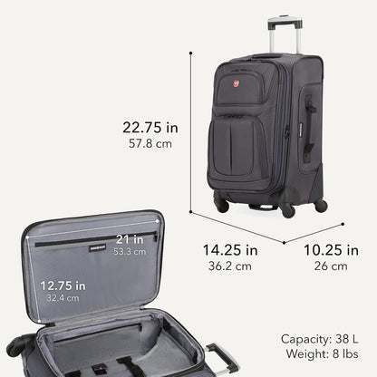 Sion Travel Set, Softside Expandable Carry-On Spinner Bundled with 1900 ScanSmart 17" Laptop Backpack with RFID Blocking & Tech Organization, Black