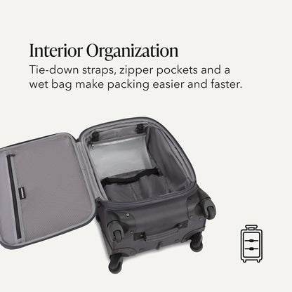 Sion Travel Set, Softside Expandable Carry-On Spinner Bundled with 1900 ScanSmart 17" Laptop Backpack with RFID Blocking & Tech Organization, Black