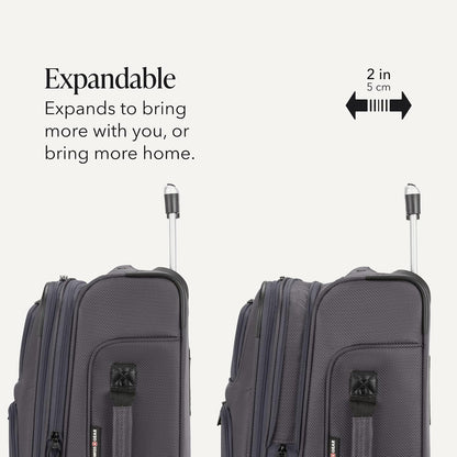 Sion Travel Set, Softside Expandable Carry-On Spinner Bundled with 1900 ScanSmart 17" Laptop Backpack with RFID Blocking & Tech Organization, Black