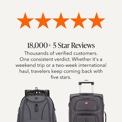 Sion Travel Set, Softside Expandable Carry-On Spinner Bundled with 1900 ScanSmart 17" Laptop Backpack with RFID Blocking & Tech Organization, Black