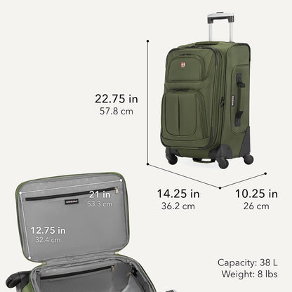 Sion Travel Set, Softside Expandable Carry-On Spinner Bundled with 1900 ScanSmart 17" Laptop Backpack with RFID Blocking & Tech Organization, Black