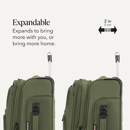 Sion Travel Set, Softside Expandable Carry-On Spinner Bundled with 1900 ScanSmart 17" Laptop Backpack with RFID Blocking & Tech Organization, Black