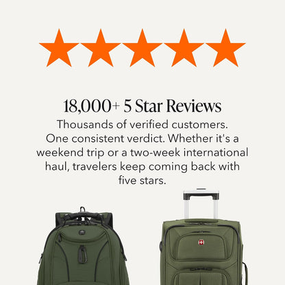 Sion Travel Set, Softside Expandable Carry-On Spinner Bundled with 1900 ScanSmart 17" Laptop Backpack with RFID Blocking & Tech Organization, Black