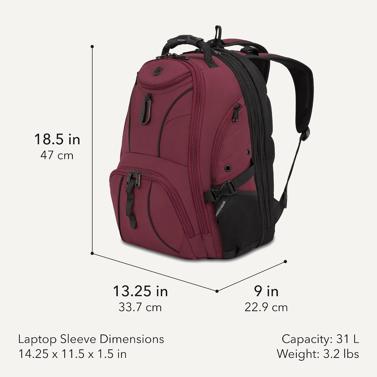 Sion Travel Set, Softside Expandable Carry-On Spinner Bundled with 1900 ScanSmart 17" Laptop Backpack with RFID Blocking & Tech Organization, Black
