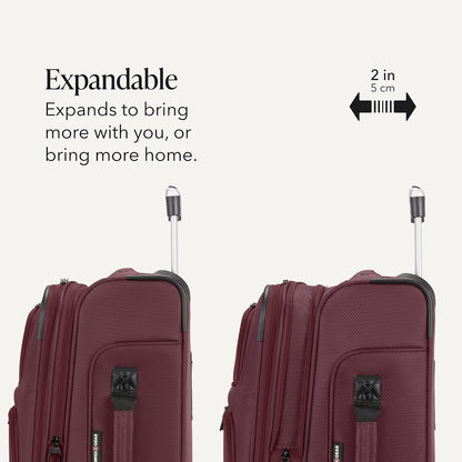 Sion Travel Set, Softside Expandable Carry-On Spinner Bundled with 1900 ScanSmart 17" Laptop Backpack with RFID Blocking & Tech Organization, Black