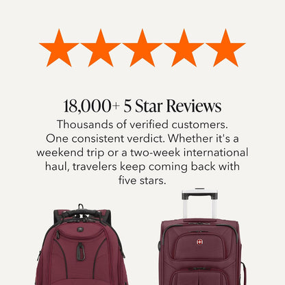 Sion Travel Set, Softside Expandable Carry-On Spinner Bundled with 1900 ScanSmart 17" Laptop Backpack with RFID Blocking & Tech Organization, Black