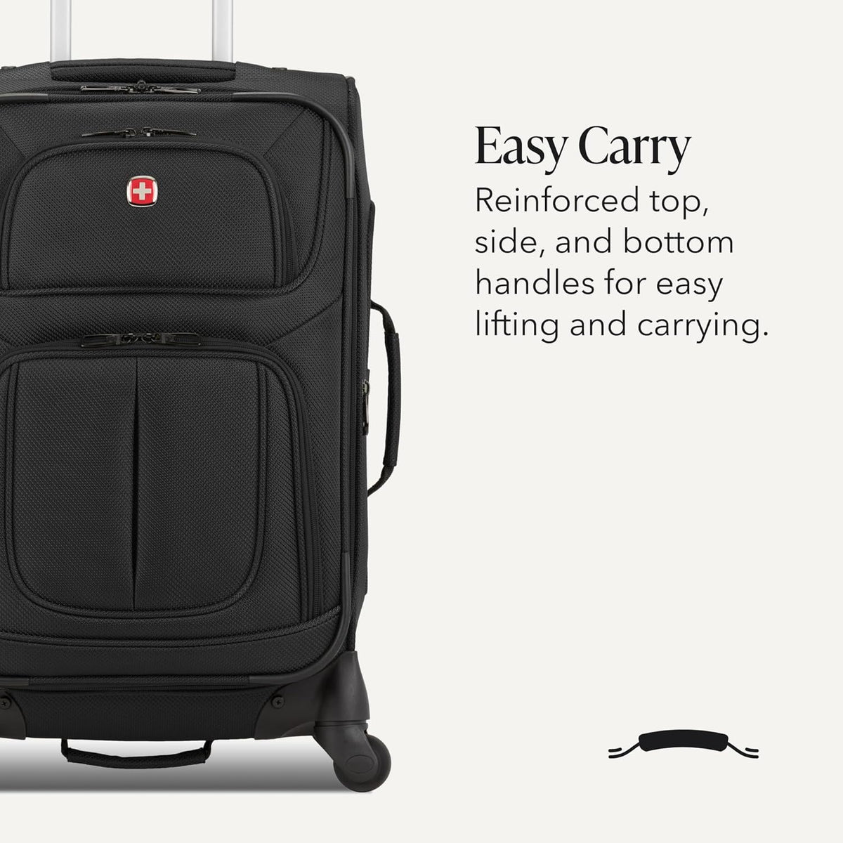 Sion Travel Set, Softside Expandable Carry-On Spinner Bundled with 1900 ScanSmart 17" Laptop Backpack with RFID Blocking & Tech Organization, Black