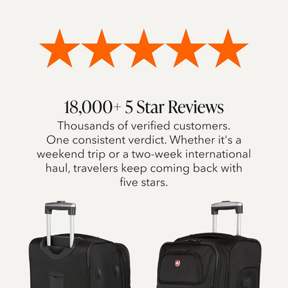 Sion Travel Set, Softside Expandable Carry-On Spinner Bundled with 1900 ScanSmart 17" Laptop Backpack with RFID Blocking & Tech Organization, Black